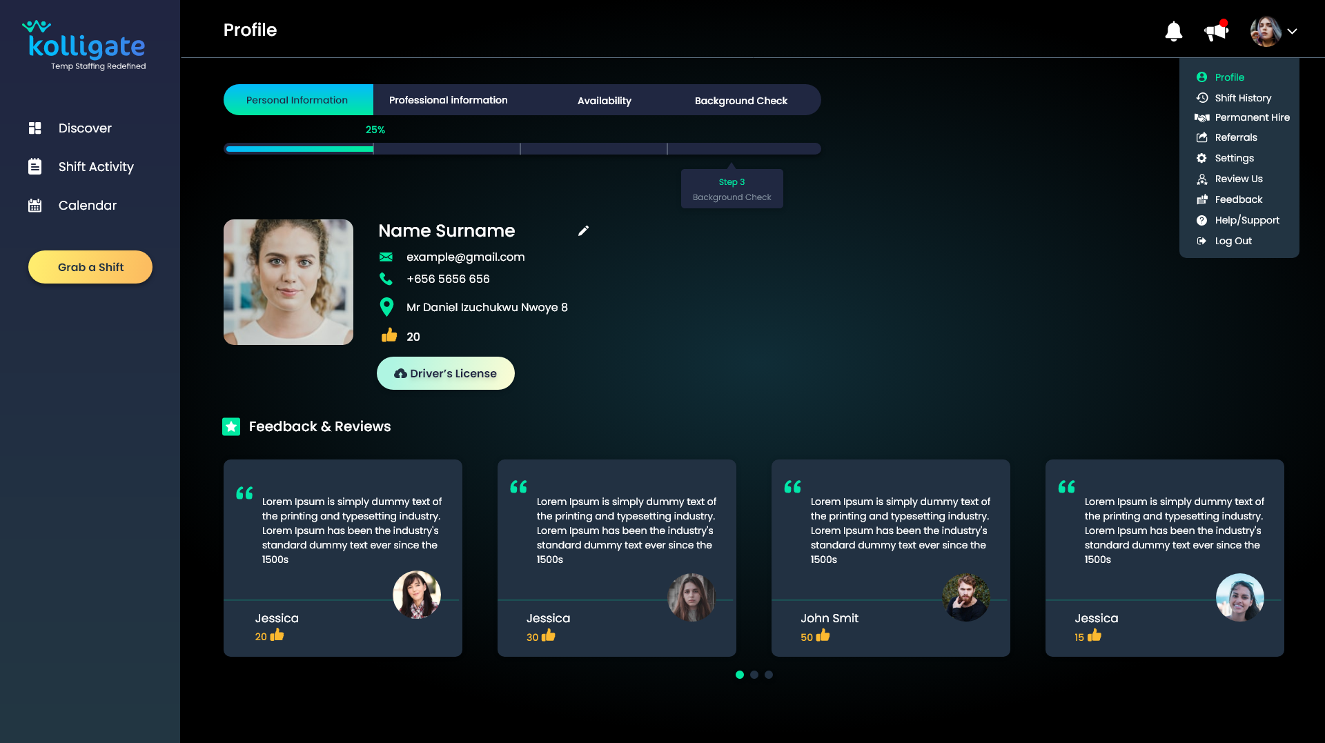 Job Seeker's profile